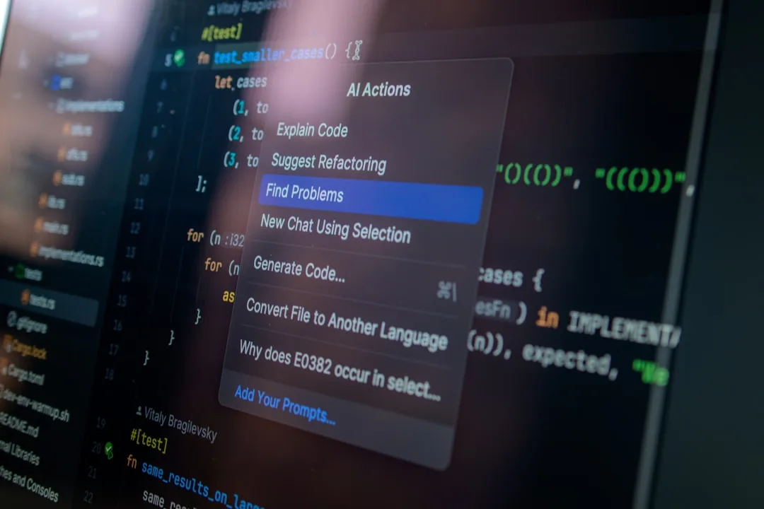 Developer reviewing custom plugin code for compatibility during a WordPress update