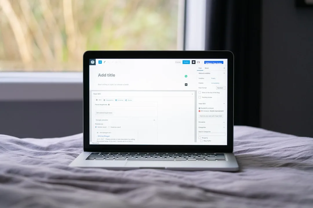 Laptop showing a WordPress editorial screen
