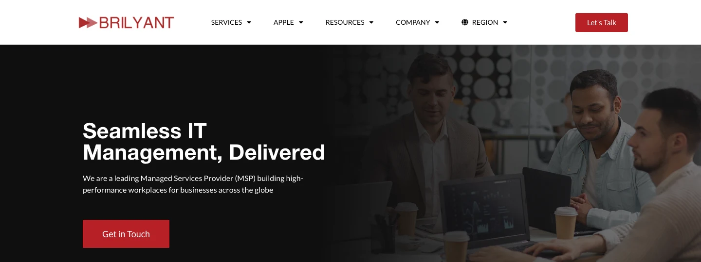 Brilyant B2B consultancy website homepage