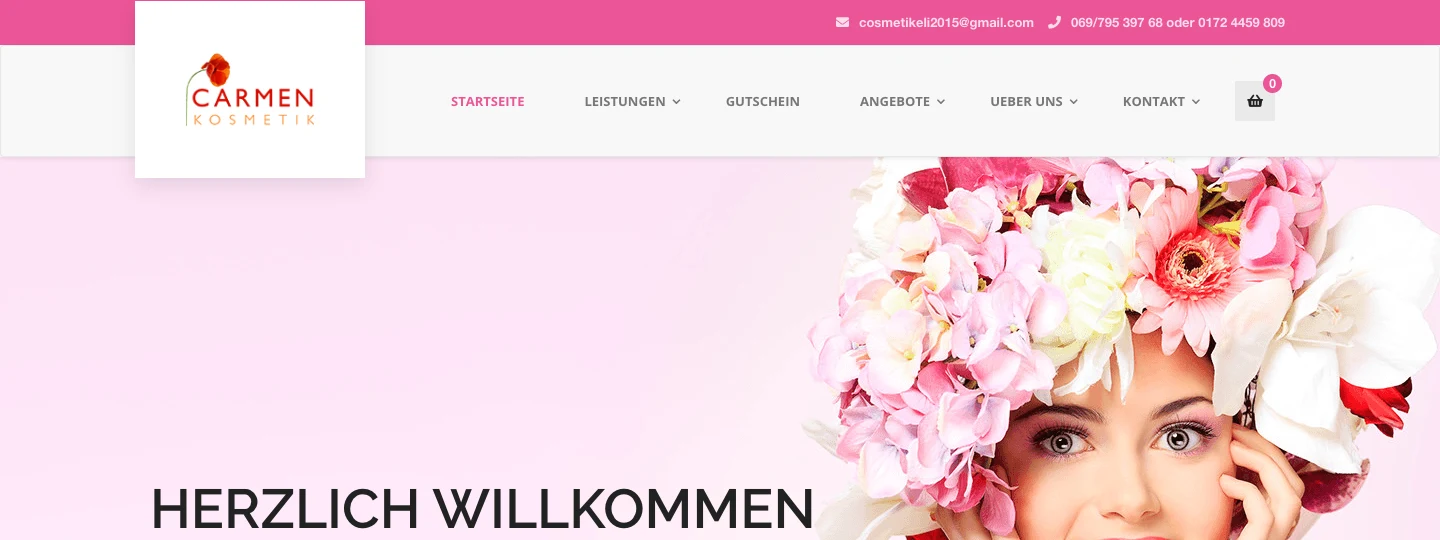 Carmen Kosmetik wellness practice website homepage