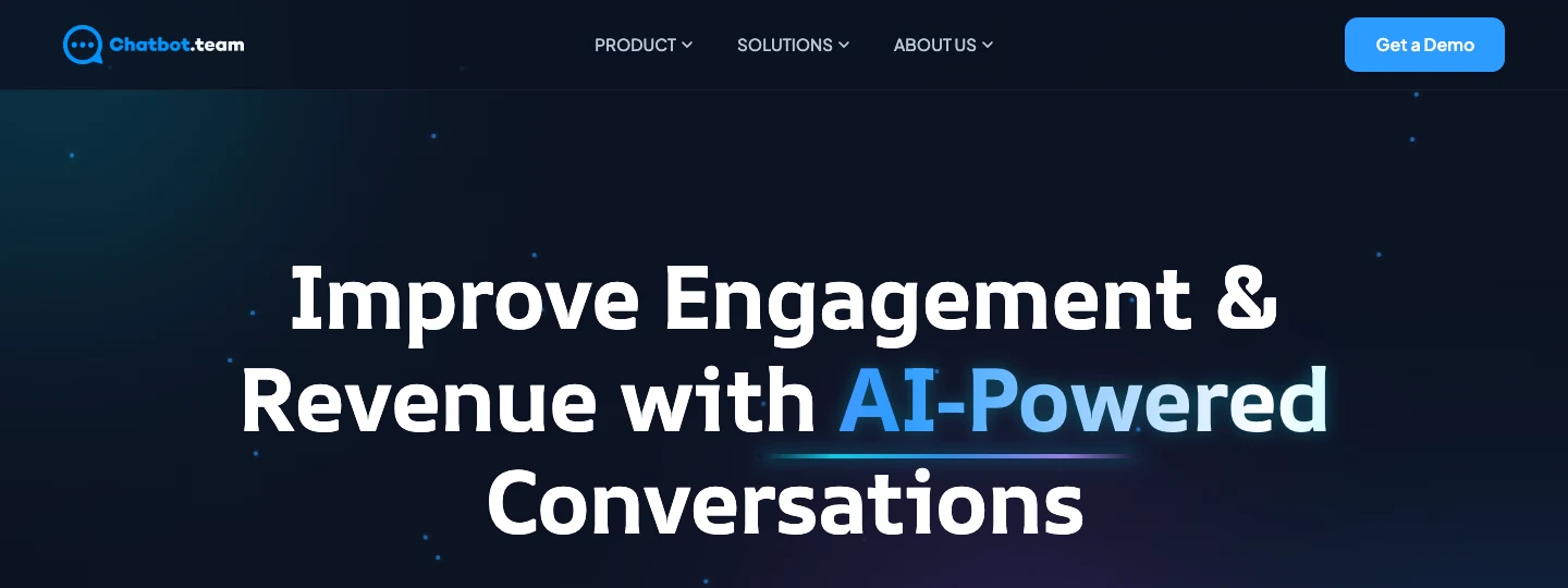 Chatbot Team conversational AI vendor website homepage