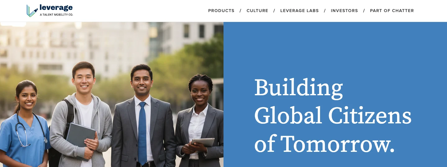 Leverage Edu international education platform homepage