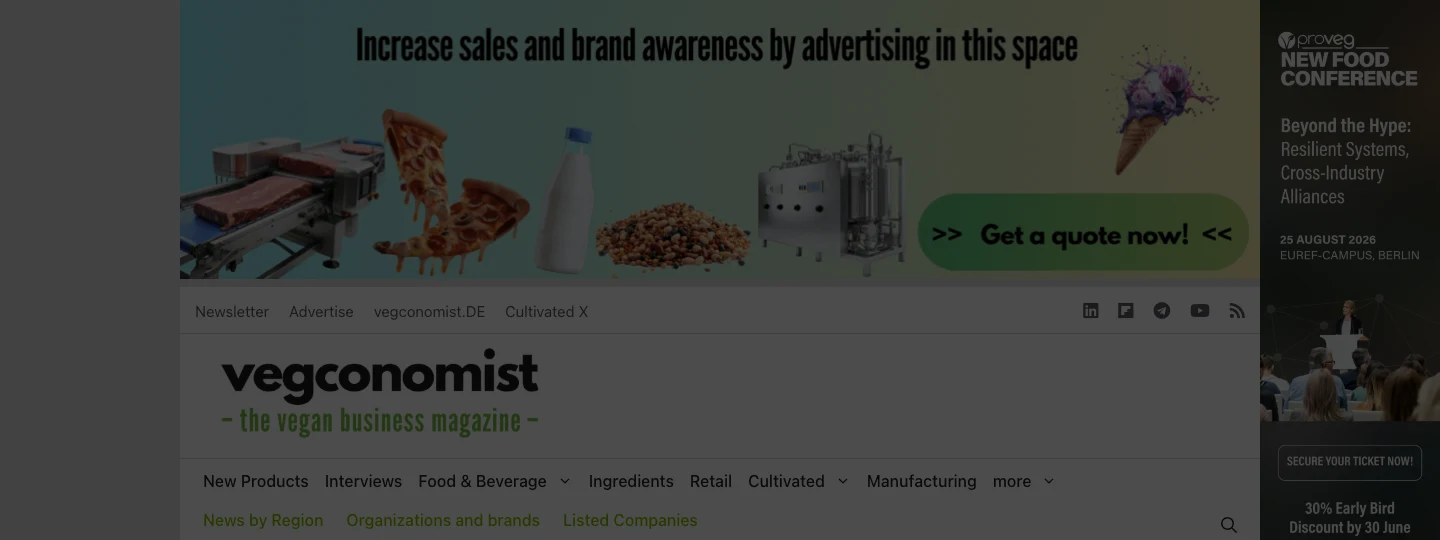 Vegconomist plant-based business media homepage